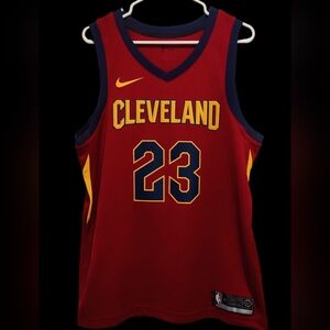 Nike NBA Lebron James #23 Maroon&Gold Cleveland Cavaliers Jersey 48 Home Jersey